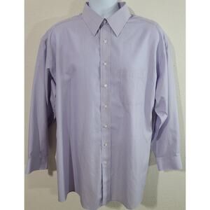 Gold Label Roundtree & Yorke Purple Stripe Men's Dress Shirt 17 XLT Long Sleeve